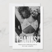 モダン切り出しオーバーレイ縦型結婚写真 サンキューカード (正面)