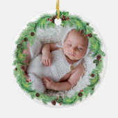 モダン初めてのクリスマスを祖父母の写真 セラミックオーナメント (裏面)