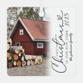 モダン初めてのクリスマスイン新しいホームメタルオルナム メタルオーナメント (正面)