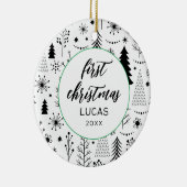 モダン初めてのクリスマスフォトベビー セラミックオーナメント (右)