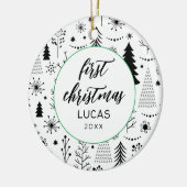 モダン初めてのクリスマスフォトベビー セラミックオーナメント (左)