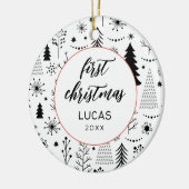 モダン初めてのクリスマスフォトベビー セラミックオーナメント (左)