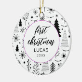 モダン初めてのクリスマスフォトベビー セラミックオーナメント (左)