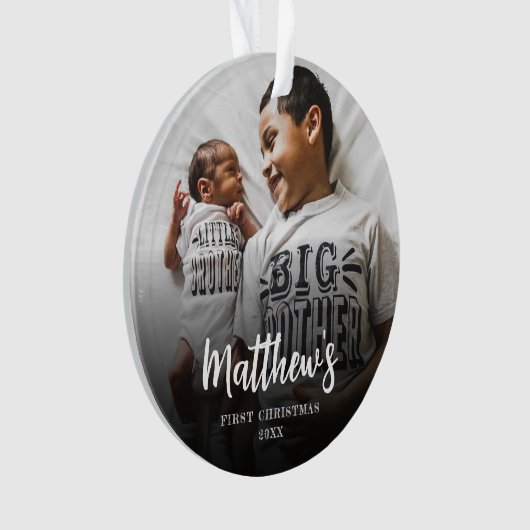 モダン初めてのクリスマス写真アクリルオーナメント オーナメント (正面)