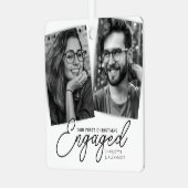 モダン初めてのクリスマス婚約したフォトホリデー メタルオーナメント (正面左)