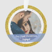 モダン初めてのクリスマス婚約した2枚 オーナメント (正面)