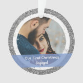 モダン初めてのクリスマス婚約した2枚 オーナメント (正面)