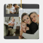 モダン初めてのクリスマス家族メリー写真コラージュ セラミックオーナメント (裏面)
