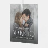 モダン初めてのクリスマス結婚したの写真 ガラスオーナメント (正面左)