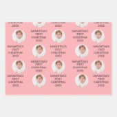 モダン初めてのクリスマス1番目のクリスマスベビー文字ピンク ラッピングペーパーシート (正面3)