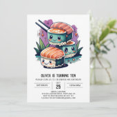 モダン刺し身こども誕生日 招待状 (スタンド正面)