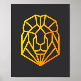 モダン動物抽象芸術金ゴールド幾何学ライオンアート ポスター
