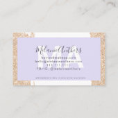 モダン化粧ヘア金ゴールドグリッターラベンダーフレーム 名刺 (裏面)