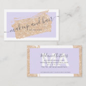 モダン化粧ヘア金ゴールドグリッターラベンダーフレーム 名刺 (正面/裏面)