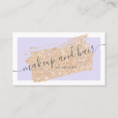 モダン化粧ヘア金ゴールドグリッターラベンダーフレーム 名刺 (正面)