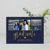 モダン卒エレガント業3写真部卒業 箔招待状 (立ち正面)