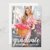 モダン卒業かわいらし発表フォトカード 案内状 (正面/裏面)