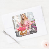 モダン卒業かわいらし発表写真 スクエアシール (封筒)