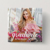 モダン卒業かわいらし発表写真 缶バッジ (正面)