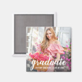 モダン卒業かわいらし発表写真Sq マグネット (正面/裏面)