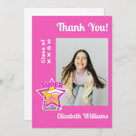 モダン卒業すごい卒業式ピンク サンキューカード