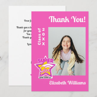 モダン卒業すごい卒業式ピンク サンキューカード