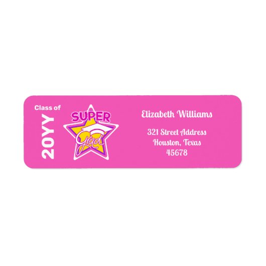 モダン卒業すごい卒業Grad Pink – 編集可能文字 ラベル (正面)
