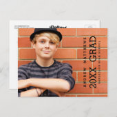 モダン卒業はっきりした党招待状 インビテーションポストカード (正面/裏面)