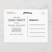 モダン卒業はっきりした党招待状 インビテーションポストカード (裏面)