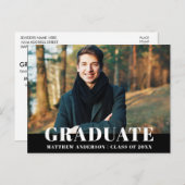 モダン卒業はっきりした党招待状 インビテーションポストカード (正面/裏面)