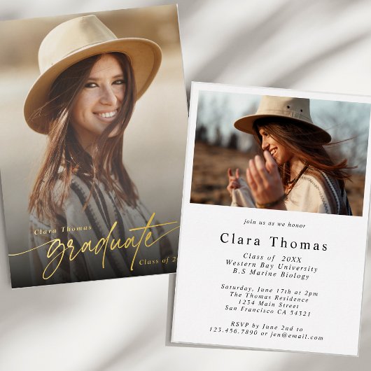 モダン卒業エレガントパーティーの写真 箔招待状