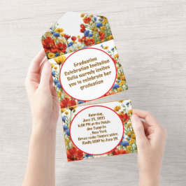 モダン卒業エレガント党招待状 オールインワン招待状