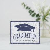 モダン卒業エレガント大理石ブルーホワイト写真 案内状 (スタンド正面)