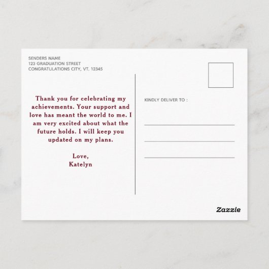 モダン卒業カスタム6枚写真コラージュありがとう ポストカード (裏面)