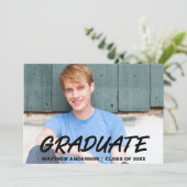 モダン卒業カッコいい発表フォトカード 案内状 (スタンド正面)