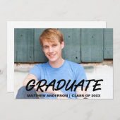 モダン卒業カッコいい発表フォトカード 案内状 (正面/裏面)