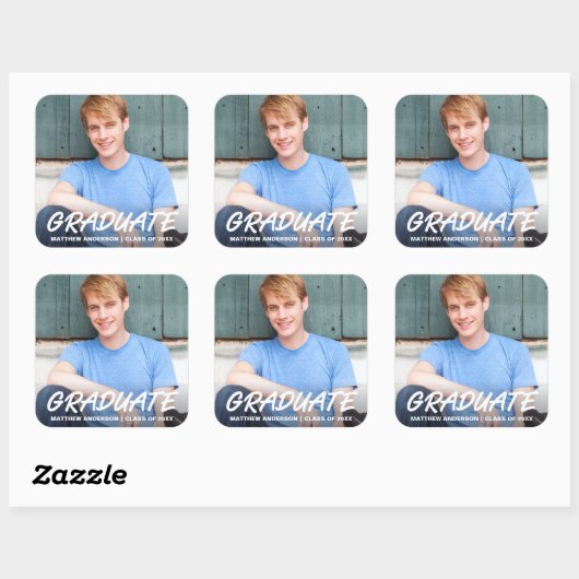 モダン卒業カッコいい発表写真 スクエアシール (シート)