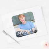 モダン卒業カッコいい発表写真 スクエアシール (封筒)