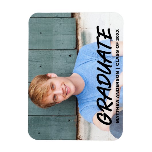 モダン卒業カッコいい発表写真 マグネット (縦)