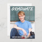 モダン卒業カッコいい発表写真WT 案内ポストカード (正面/裏面)
