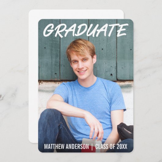 モダン卒業カッコいい発表写真WTR 案内状 (正面/裏面)