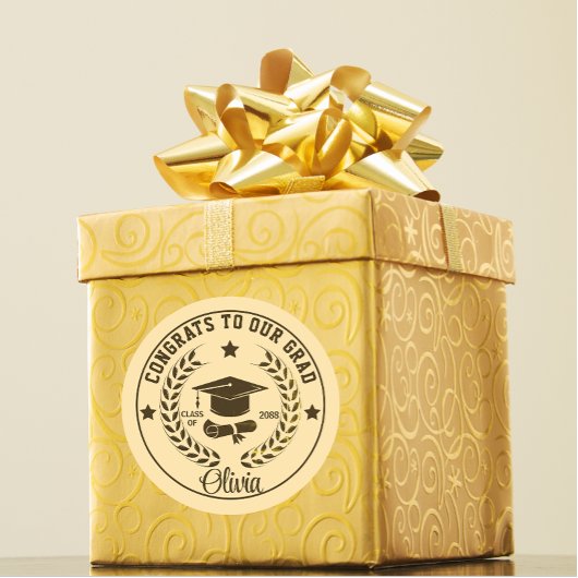 モダン卒業クラス年カスタムの色と文字 ラウンドシール