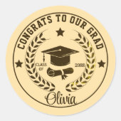モダン卒業クラス年カスタムの色と文字 ラウンドシール (正面)