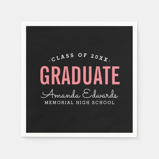 モダン卒業パーソナライズされた会 スタンダードカクテルナプキン (正面)