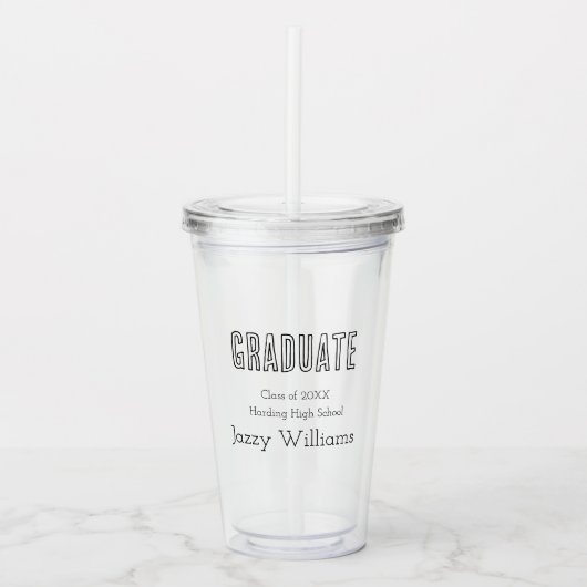 モダン卒業パーソナライズされた級 アクリルタンブラー (正面)