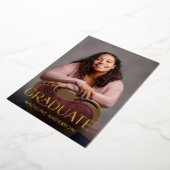 モダン卒業ミニマル2写真金ゴールド 箔招待状 (回転した状態)