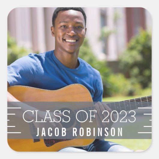 モダン卒業写真のオーバーレイ スクエアシール (正面)