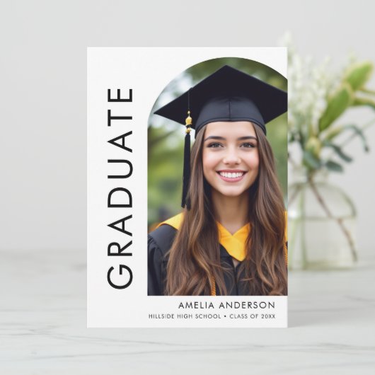 モダン卒業写真のミニマル発表 案内状 (スタンド正面)