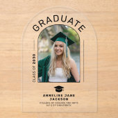 モダン卒業写真の卒業発表 アクリル招待状 (正面)