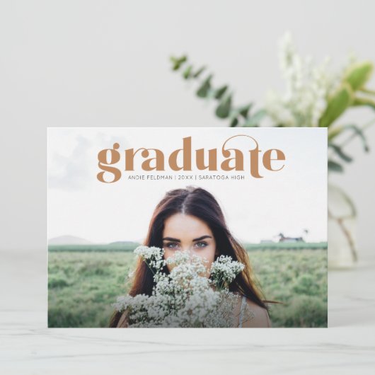 モダン卒業写真の完全卒業の発表 案内状 (スタンド正面)